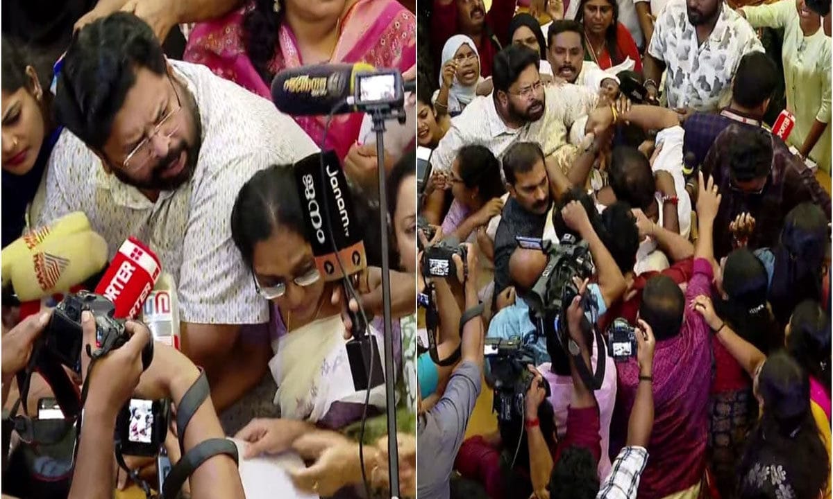 തിരുവനന്തപുരം കോര്‍പ്പറേഷനില്‍ ബിജെപി – യുഡിഎഫ് കയ്യാങ്കളി; ഹാജര്‍ രജിസ്റ്ററിനായി പിടിവലി, കൗൺസിൽ യോഗത്തിൽ നാടകീയ രംഗങ്ങൾ