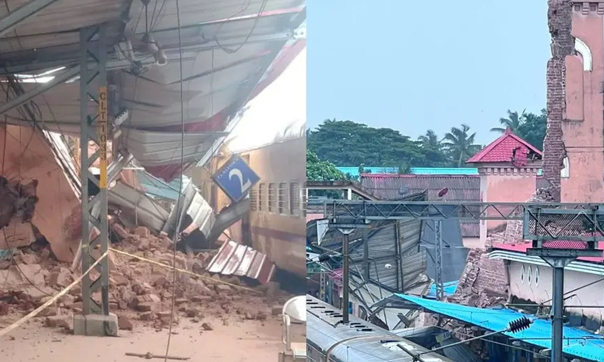 കോഴിക്കോട് റെയിൽവേ സ്റ്റേഷനിൽ ക്ലോക്ക് ടവർ തകർന്നുവീണു; ഒഴിവായത് വൻ ദുരന്തം!