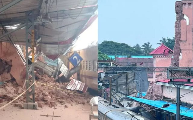 കോഴിക്കോട് റെയിൽവേ സ്റ്റേഷനിൽ ക്ലോക്ക് ടവർ തകർന്നുവീണു; ഒഴിവായത് വൻ ദുരന്തം!